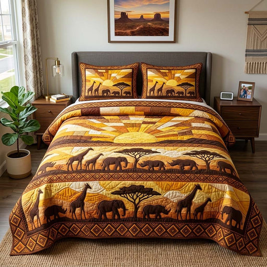 Golden Savanna 3-Piece Quilted Bedding Set GFTOQM4294