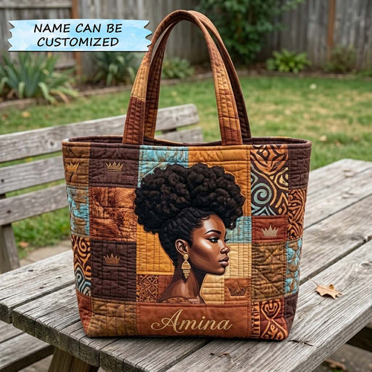 Natural Crown Quilted Tote Bag QTCUZ GFTOQM4298