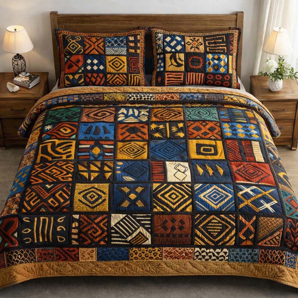 African Heritage Patchwork 3-Piece Quilted Bedding Set GFTOTG3591