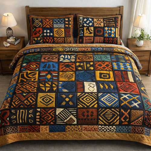African Heritage Patchwork 3-Piece Quilted Bedding Set GFTOTG3591