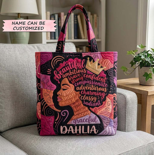 Melanin Queen Quilted Tote Bag QTCUZ GFTOTG3999
