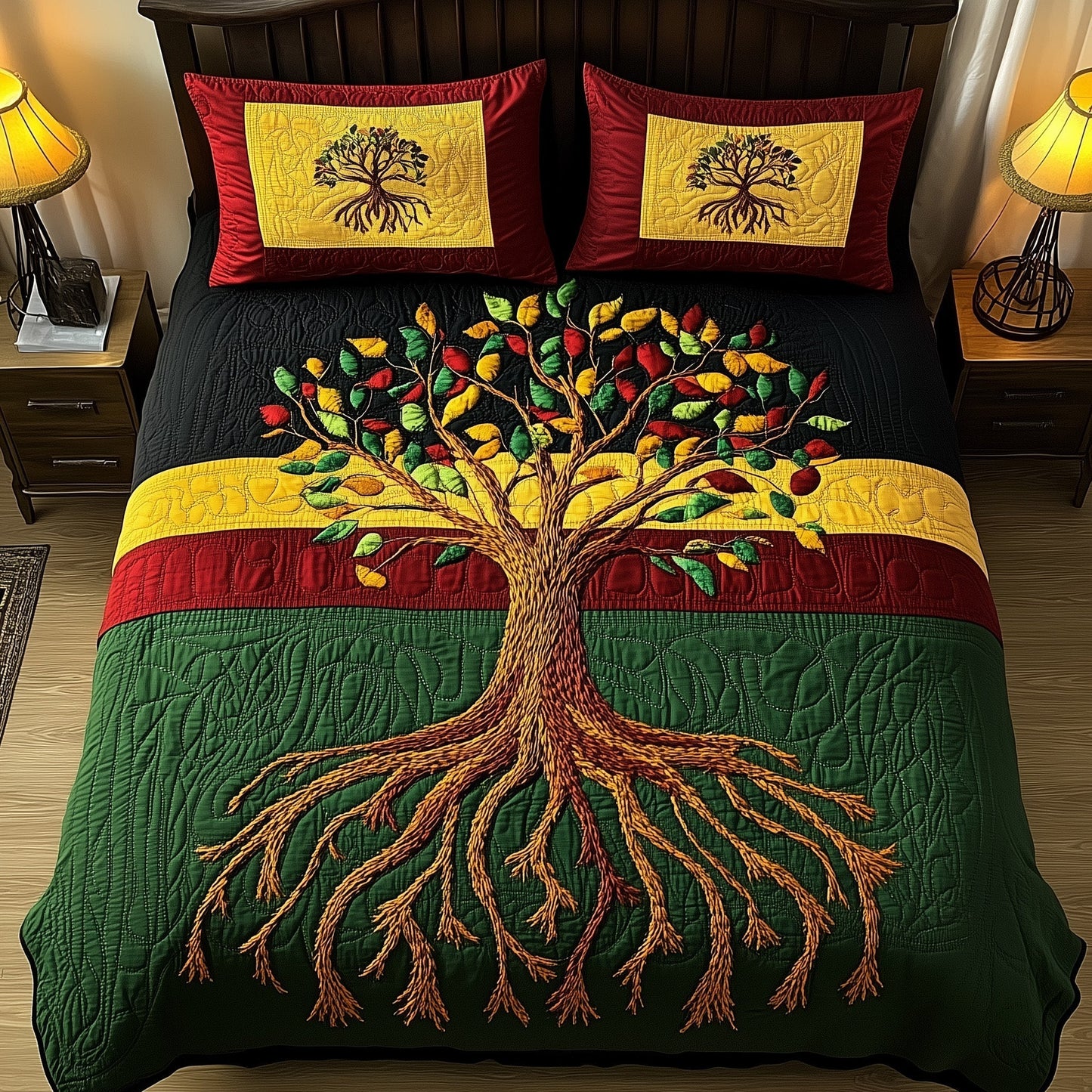 Black History Tree 3-Piece Quilted Bedding Set GFTOTL2552