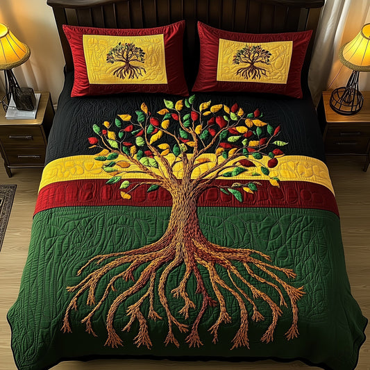 Black History Tree 3-Piece Quilted Bedding Set GFTOTL2552