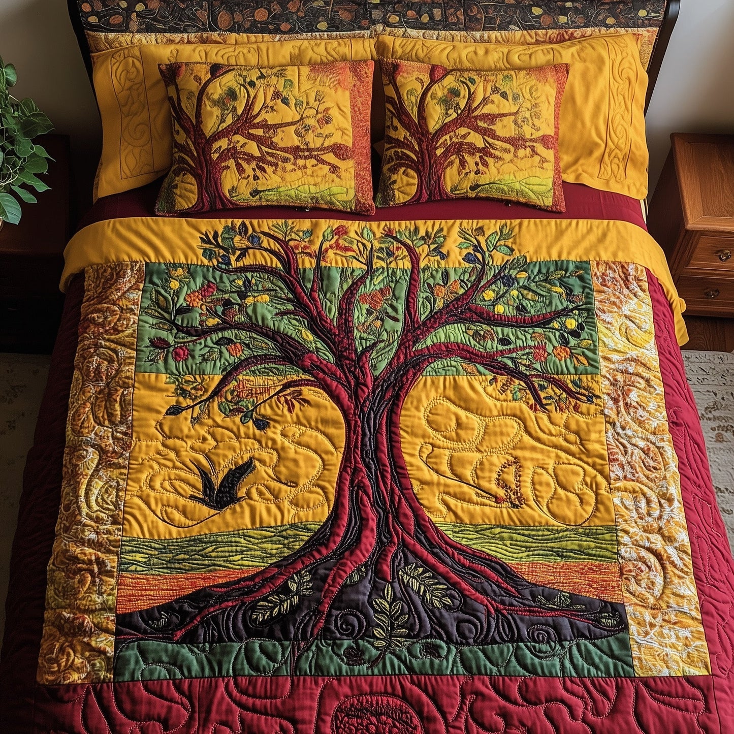 Black History Tree 3-Piece Quilted Bedding Set GFTOTL2558