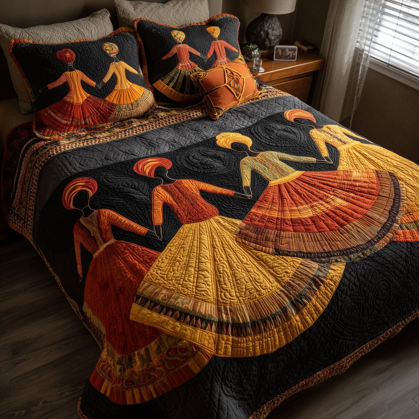 Traditional Dancing 3-Piece Quilted Bedding Set GFTOTL4121