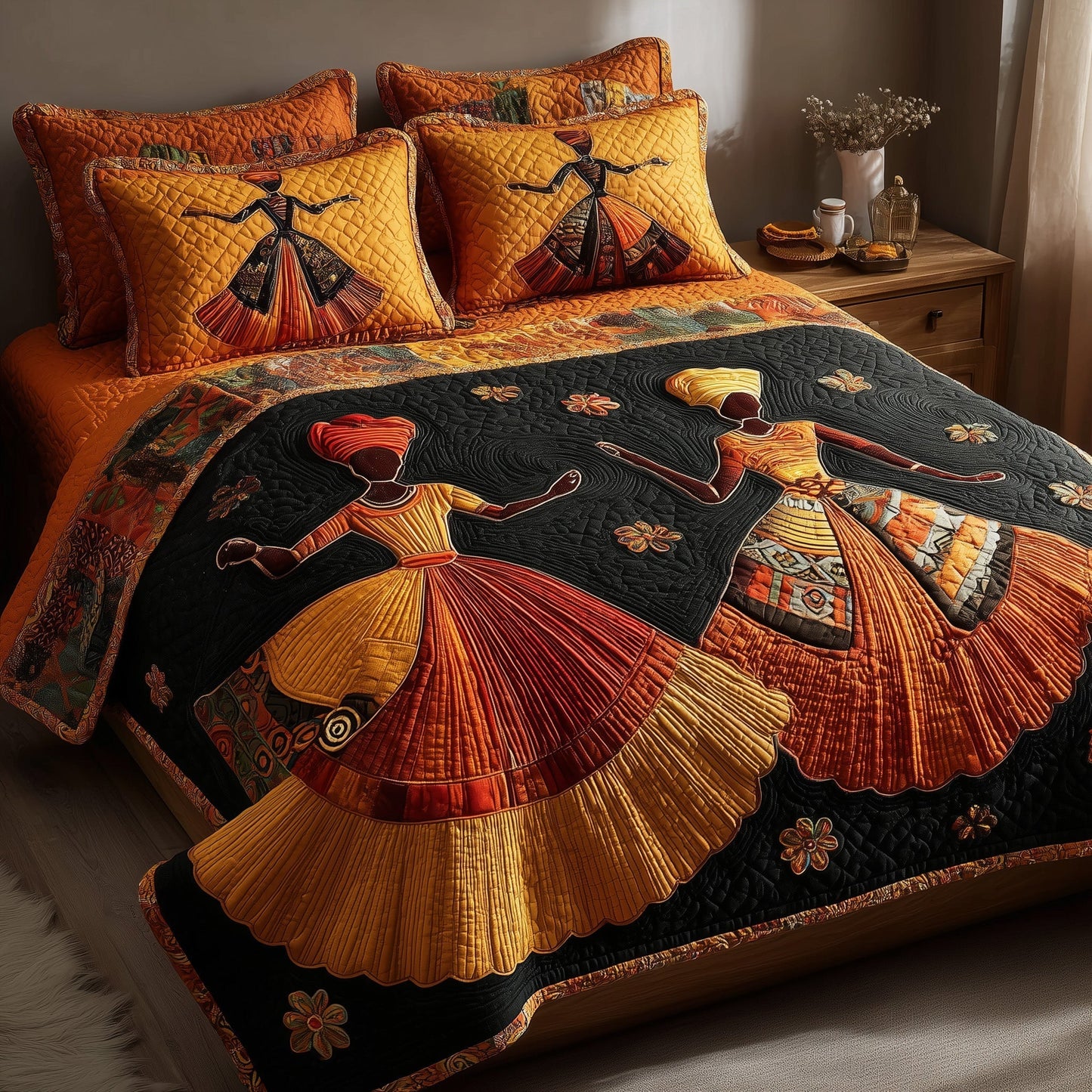 Traditional Dancing 3-Piece Quilted Bedding Set GFTOTL4122