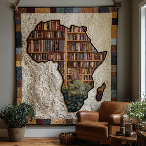 Africa Bookshelf Quilted Blanket GFTOTL4349
