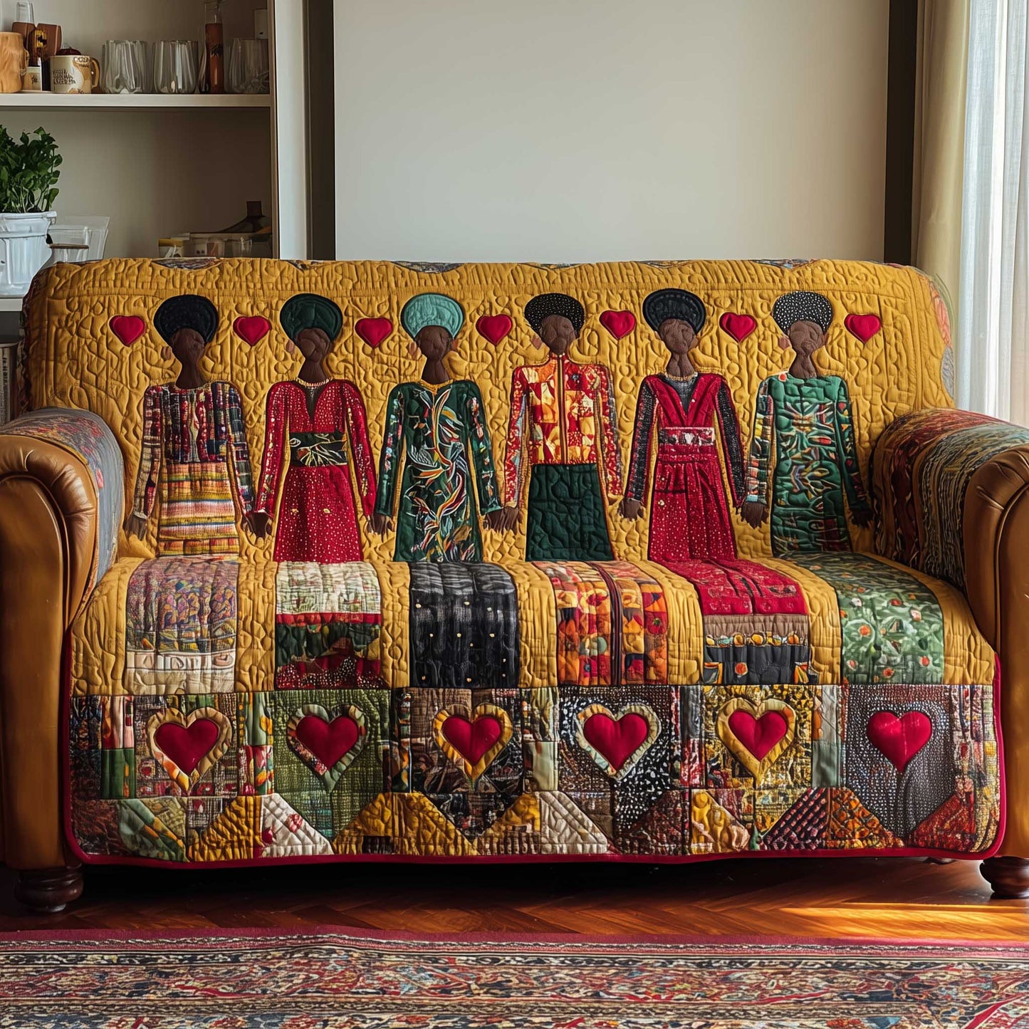 Heritage Glow Quilted Sofa Cover GFTOTP13956