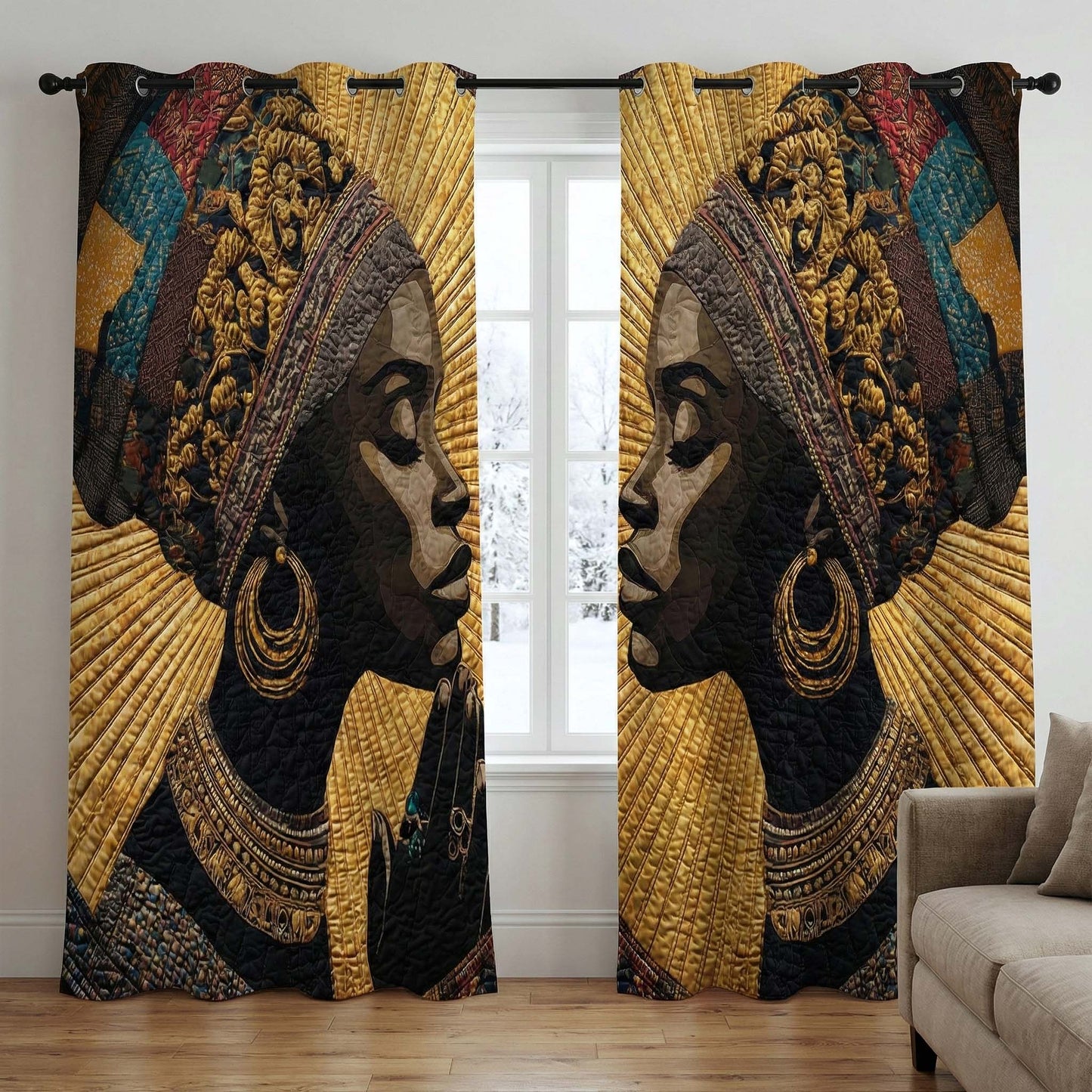 Ancestral Glow Quilted Curtains GFTOTP16601
