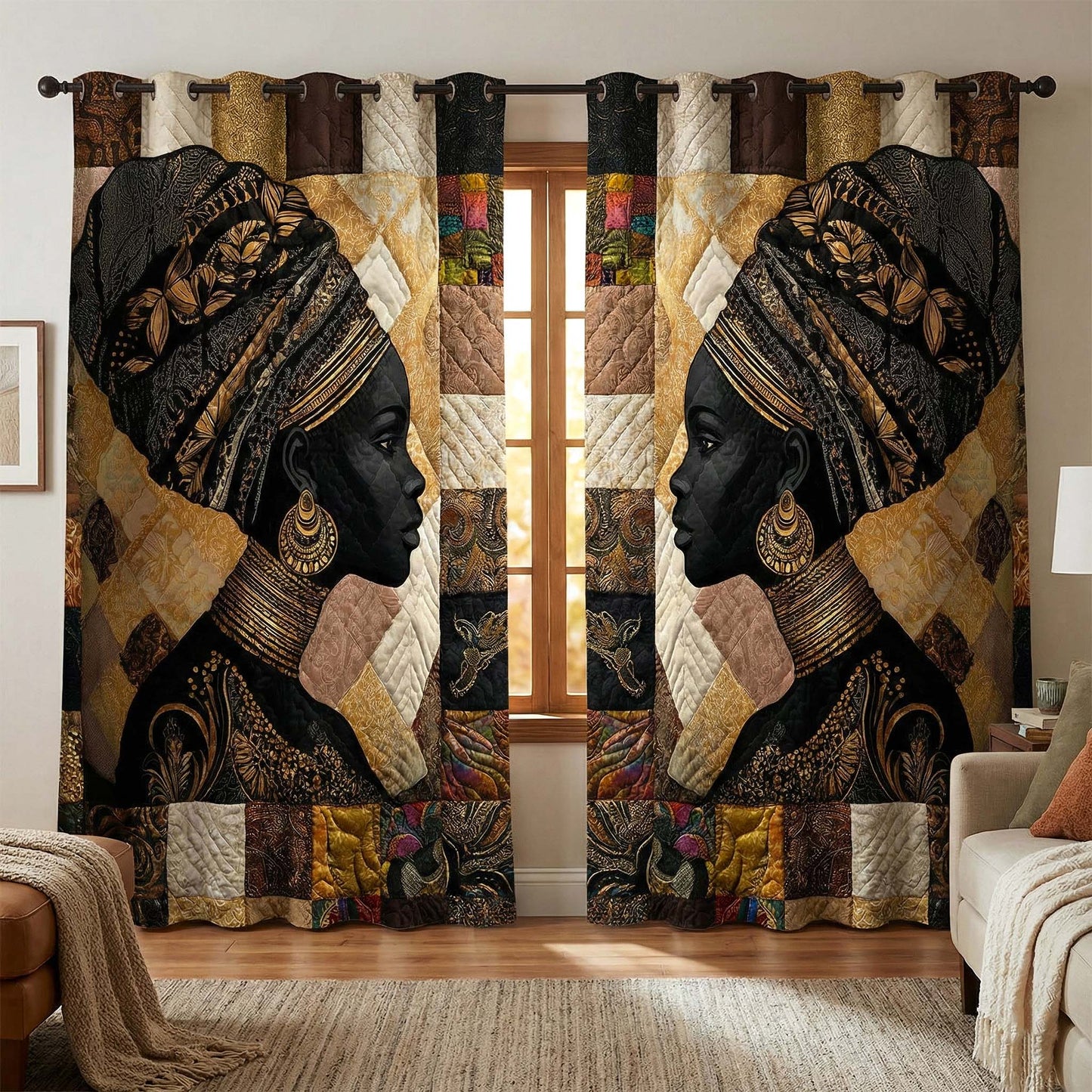 Ancestral Glow Quilted Curtains GFTOTP16603