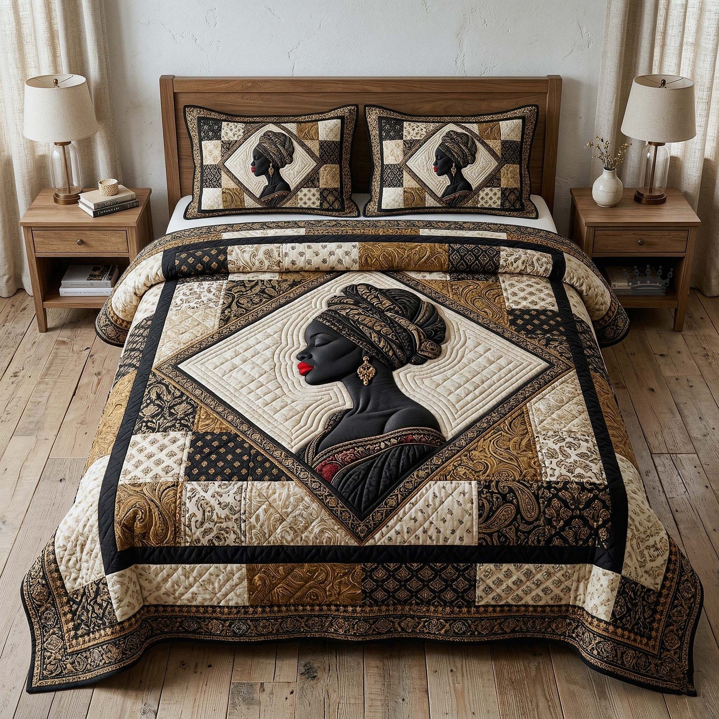 Ebony Glow 3-Piece Quilted Bedding Set GFTOTP18249
