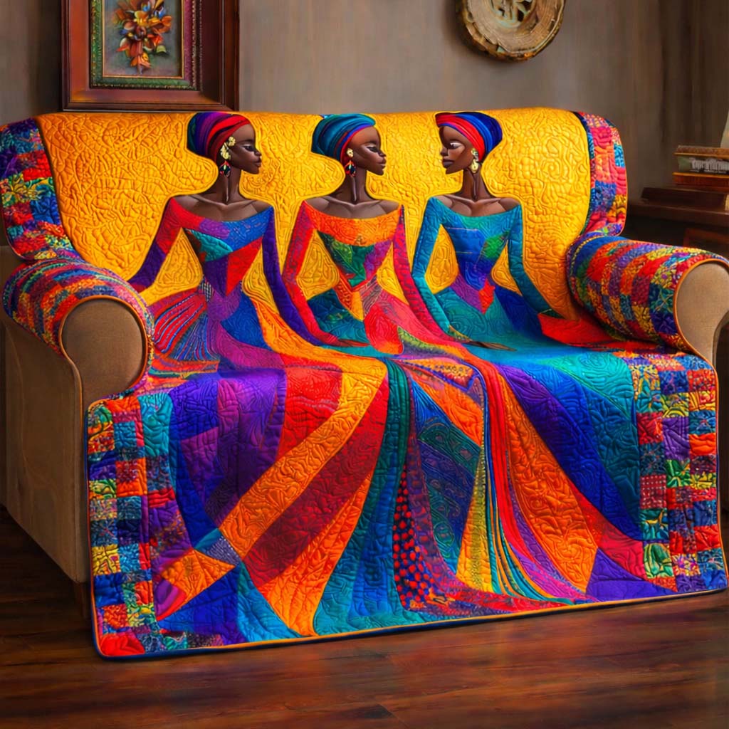 Golden Melanin Quilted Sofa Cover GFTOYC3382