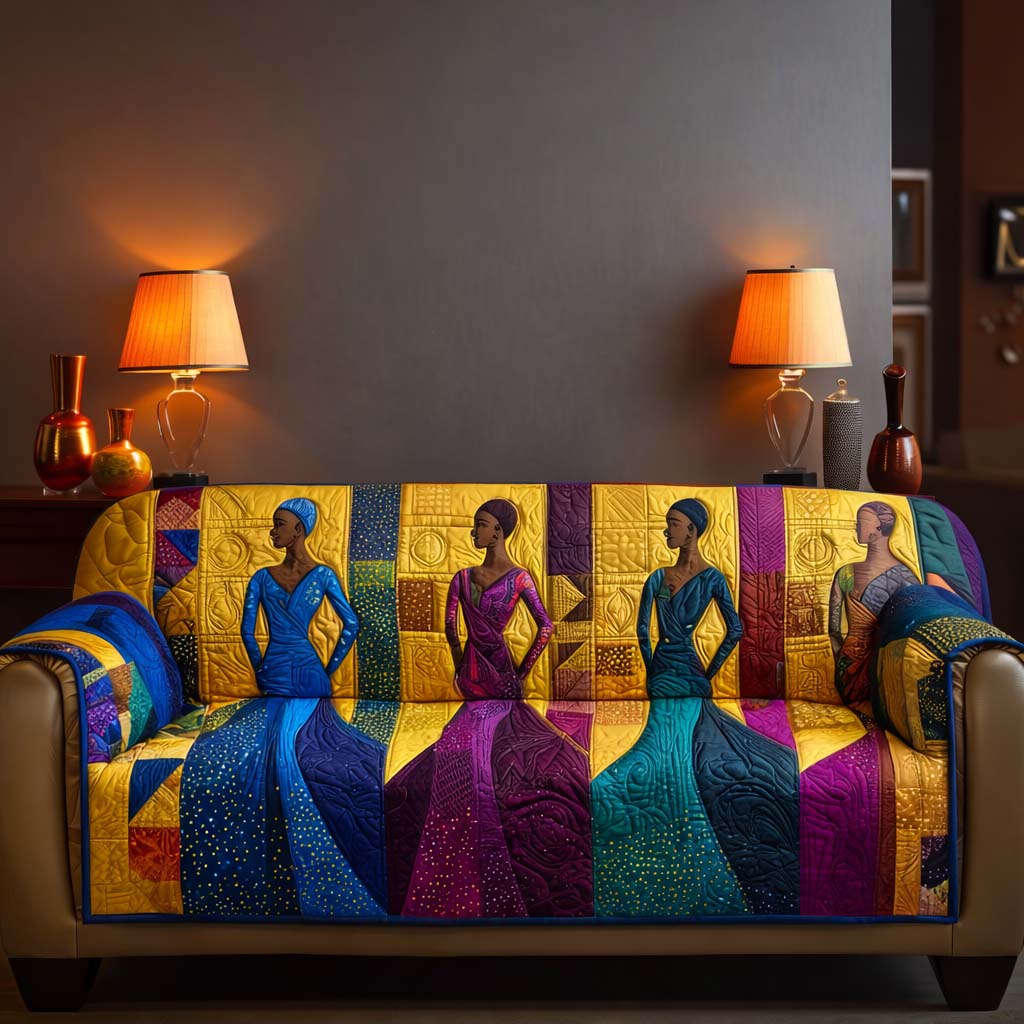Golden Melanin Quilted Sofa Cover GFTOYC3383