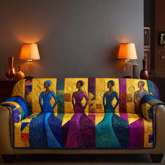 Golden Melanin Quilted Sofa Cover GFTOYC3383